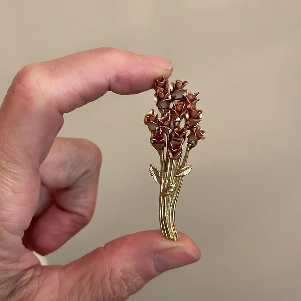 Vintage Rose Flower Pin DM 1997 “David Monn” Rose Bouquet